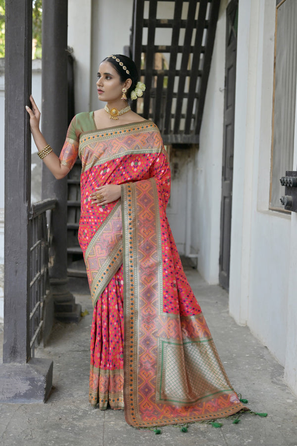 Traditional Punch  Pink Paithani Silk Saree