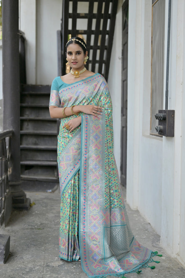 Traditional Seafoam Green Paithani Silk Saree