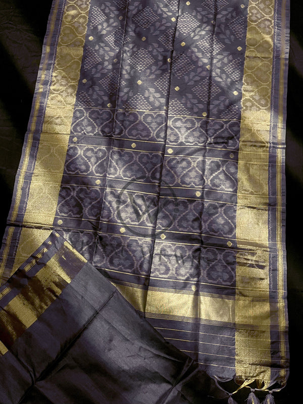 Pewter Grey Premium Raw Silk Saree