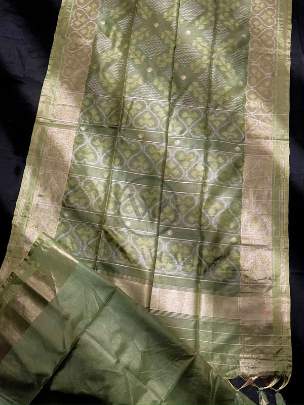 Dark Olive Green Premium Raw Silk Saree