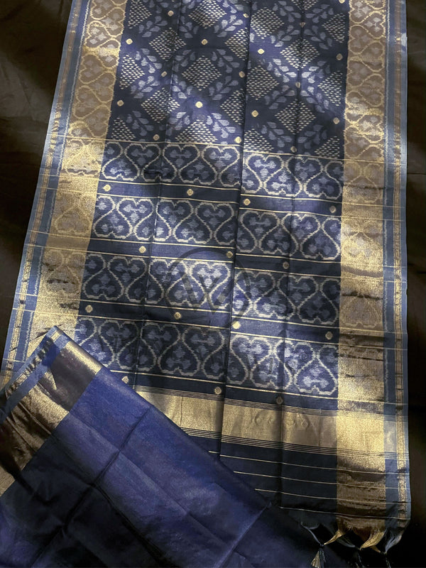 Light Navy Blue Premium Raw Silk Saree