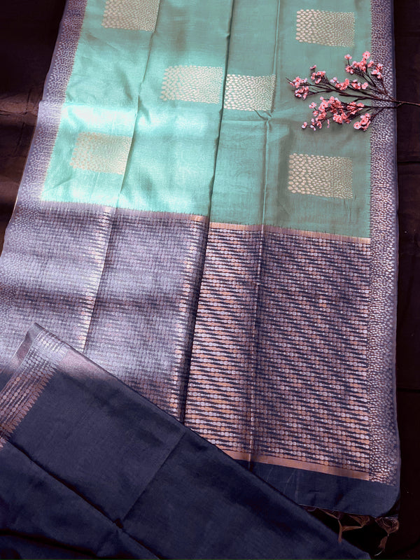 Cruise Sea Green Premium Tussar Silk Saree