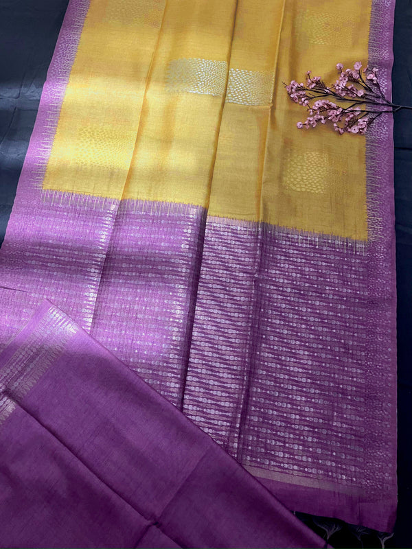 Gold Yellow Premium Tussar Silk Saree