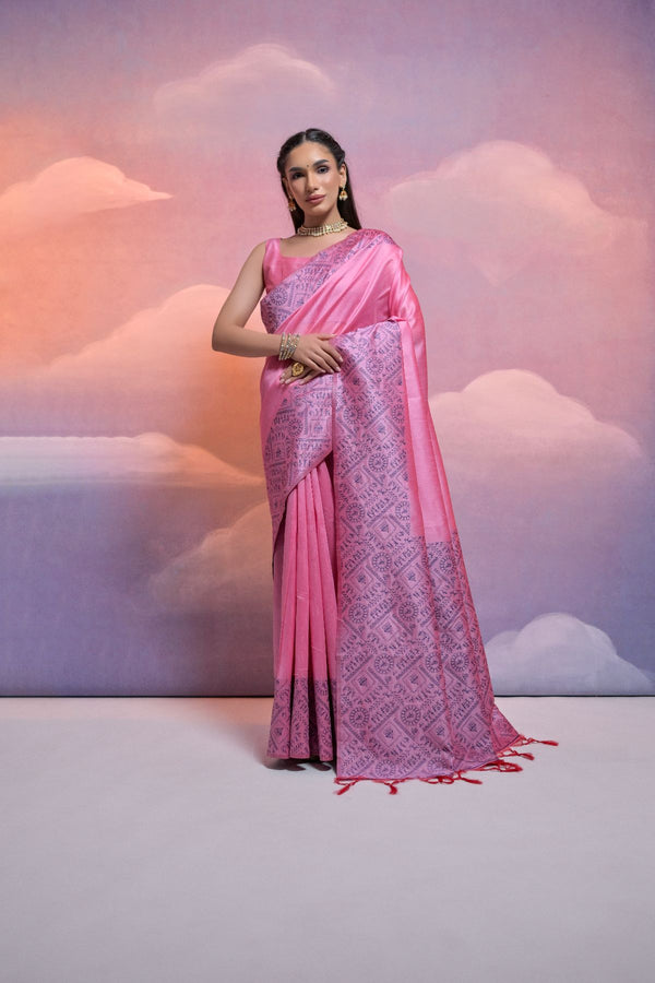 Gorgeous Amaranth Pink Raw Silk Saree