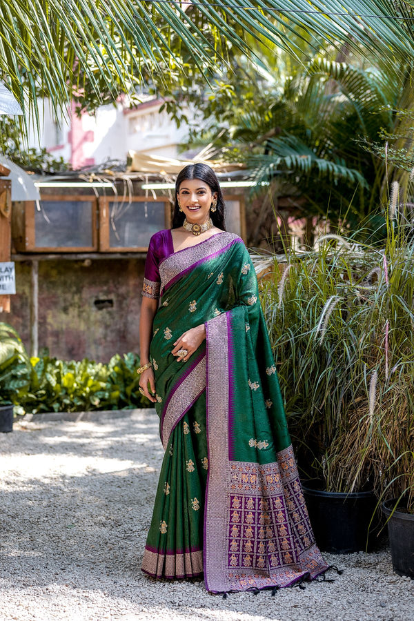 Castleton Green Tussar Silk Saree