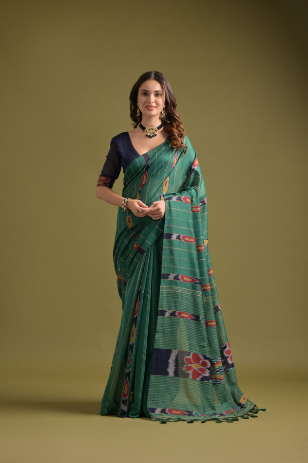 Ocean Rama Soft Ikkat Cotton Woven Design Saree