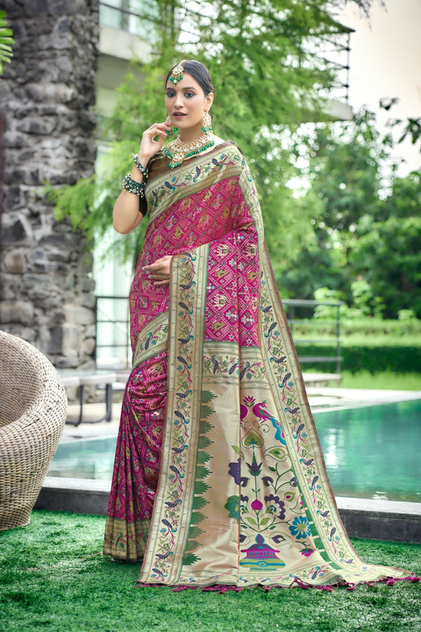 Jam Purple Paithani Patola Silk Saree