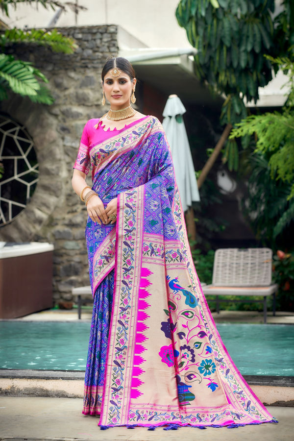 Royal Purple Paithani Patola Silk Saree