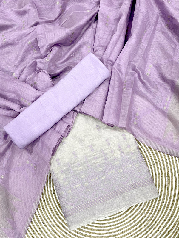 Lavender-Beige Authentic Linen Suit Set