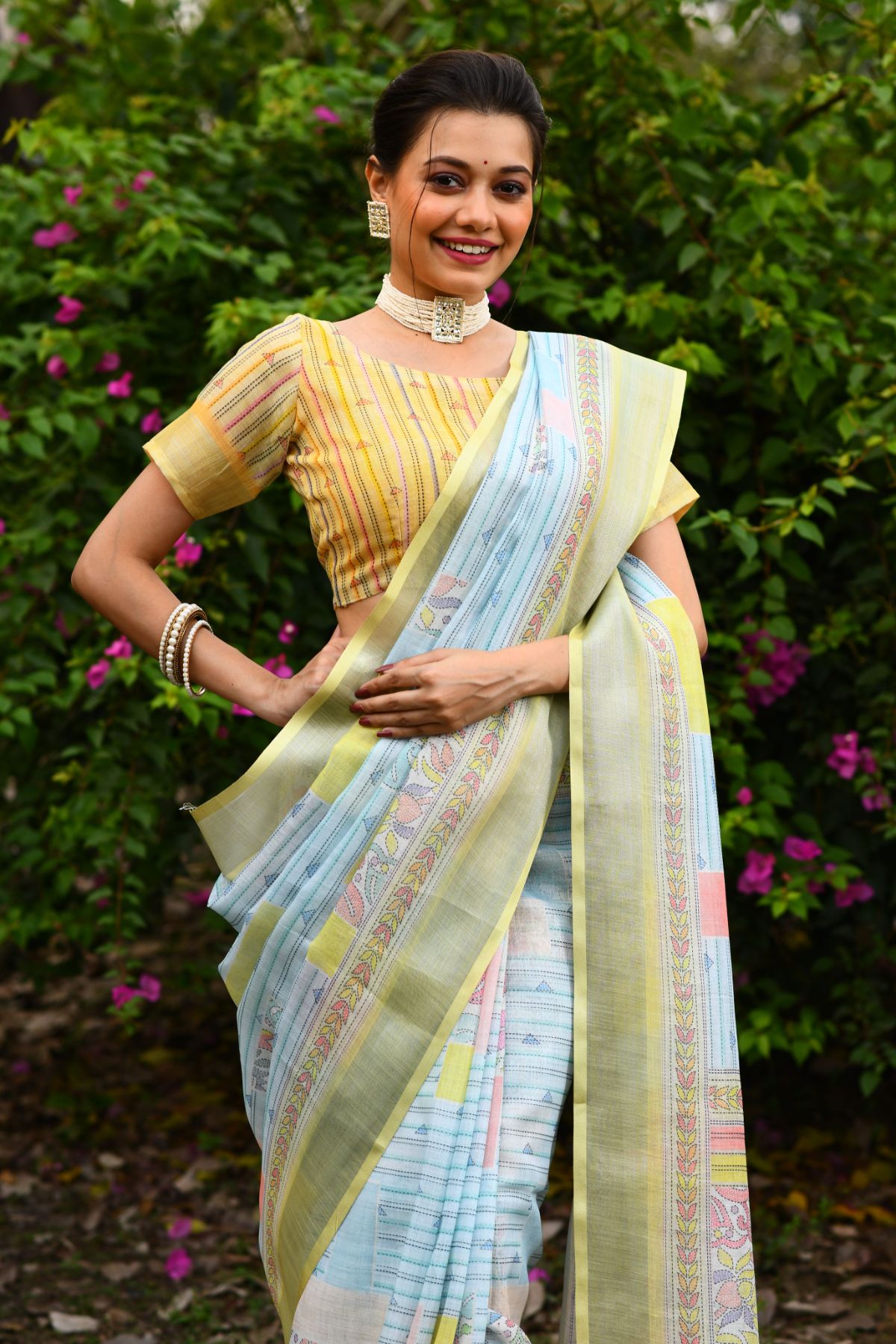 White - Linen - Sarees: Buy Latest Indian Sarees Collection Online | Utsav  Fashion