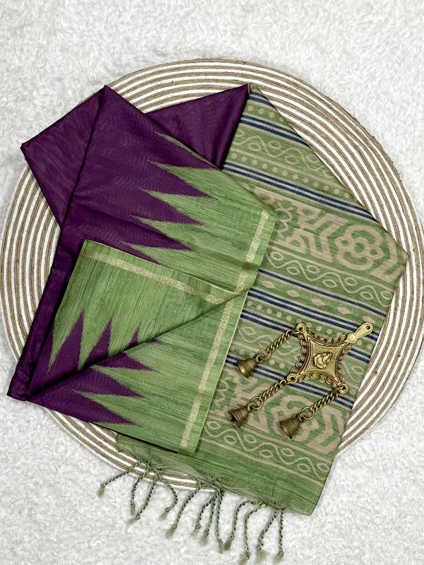 Purple Wine Desi Tussar Silk Saree