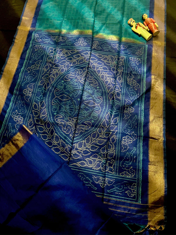 Rama Blue Premium Raw Silk Saree