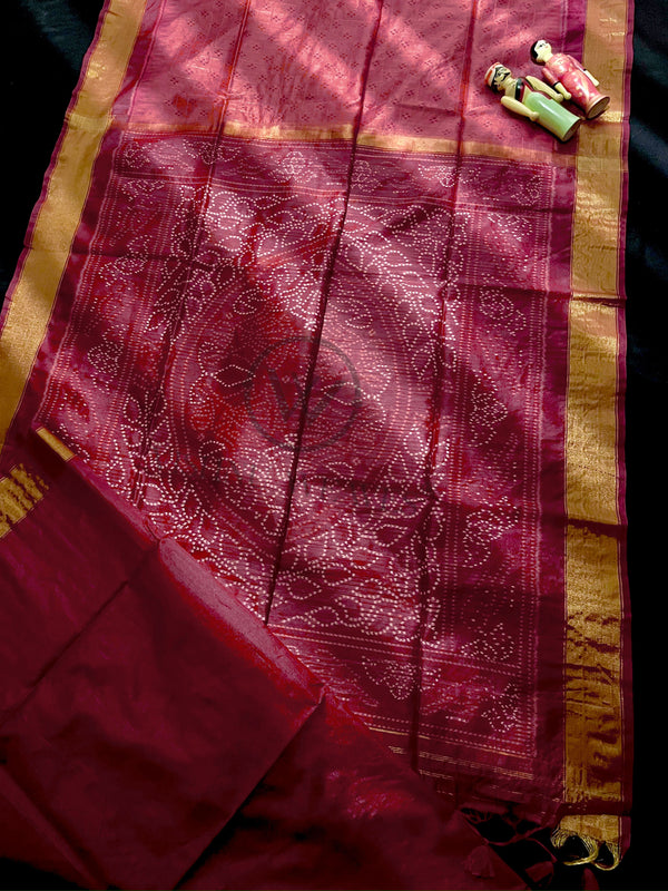 Amaranth Red Premium Raw Silk Saree