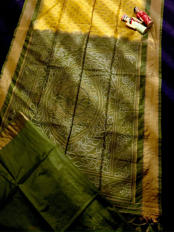 Pine Yellow Premium Raw Silk Saree