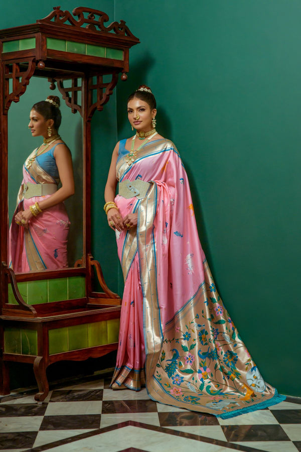 Blush Pink Paithani Silk Saree