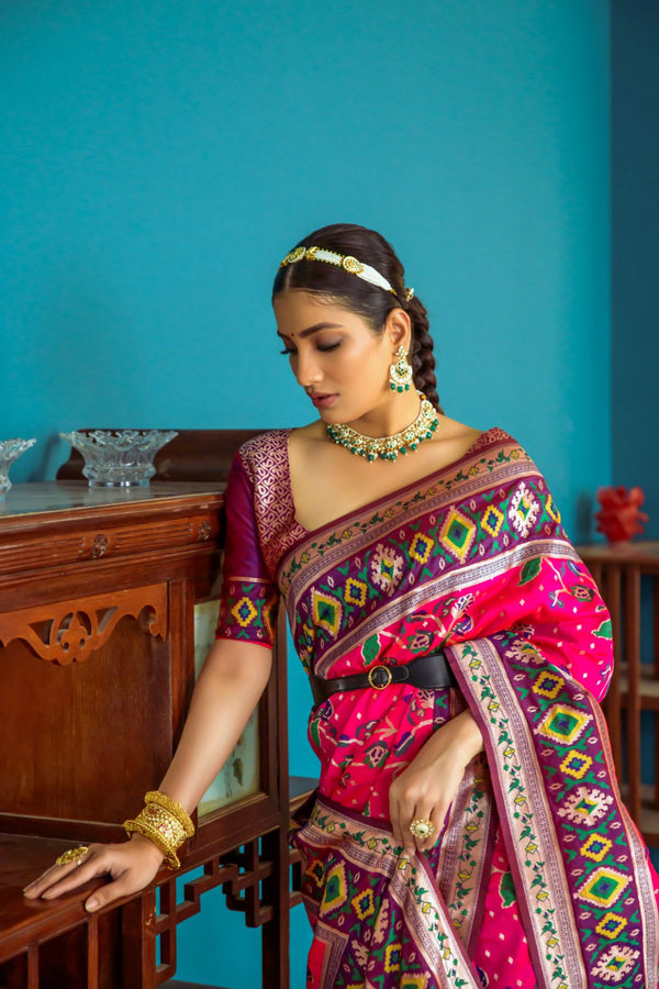 Deep Pink Paithani Silk Saree