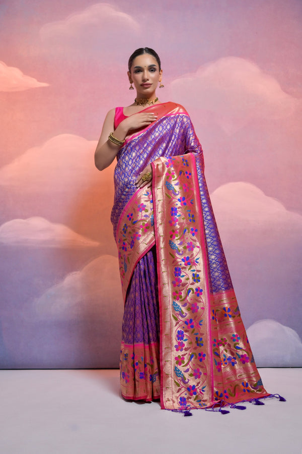 Stunning Majorelle Blue Paithani Silk Saree