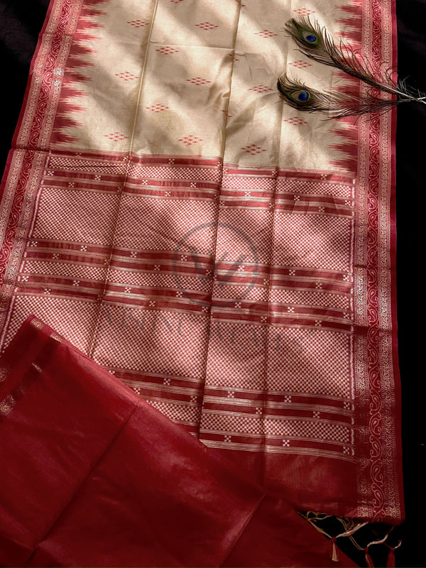 Light Chiku Premium Raw Silk Saree