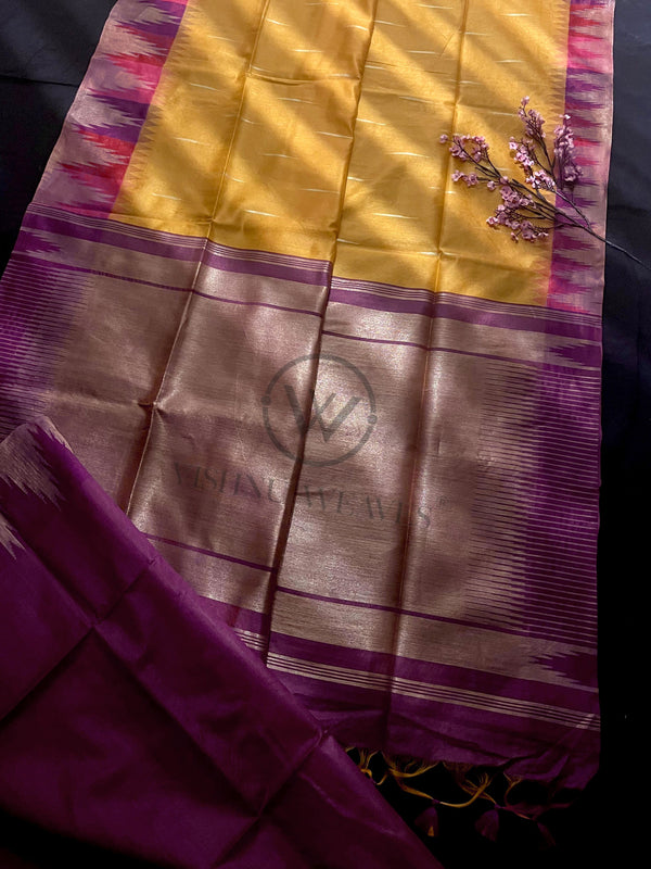 Golden Yellow Premium Raw Silk Saree