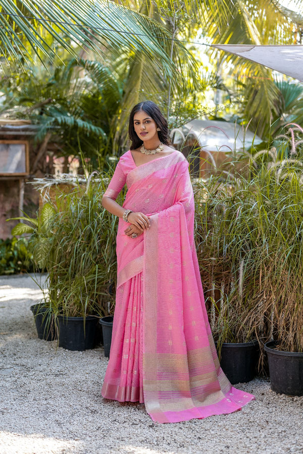 Beautiful Hot Pink Pure Cotton Saree