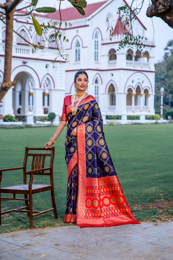 Azure Blue Patola Banarasi Silk Saree