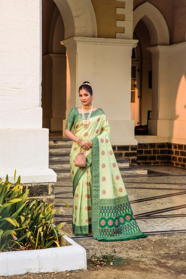 Mint Green Patola Banarasi Silk Saree