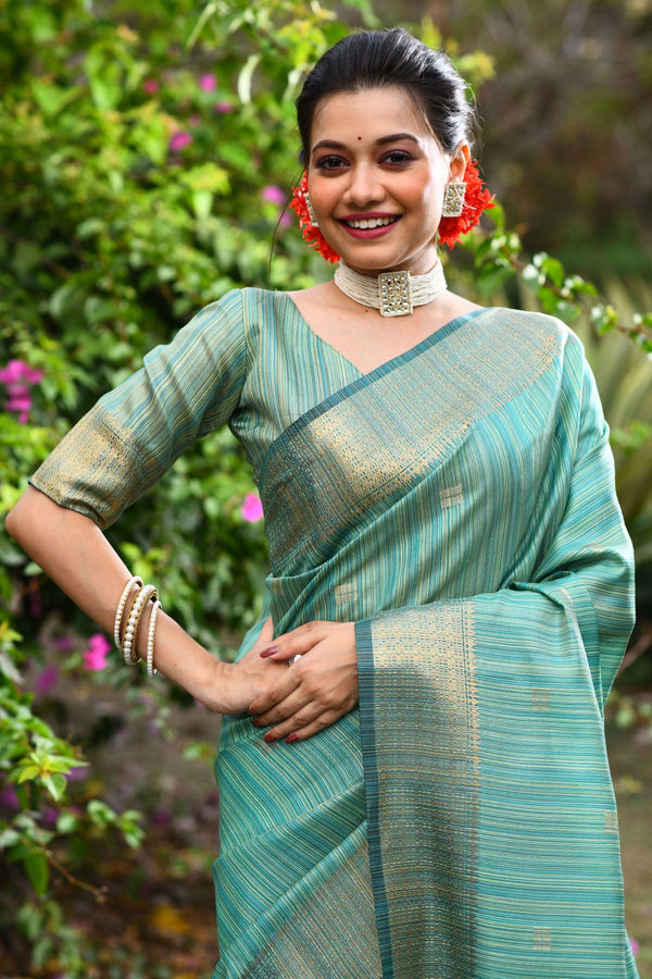 Viridian Green Silk Saree