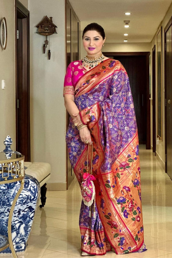Royal Blue Paithani Patola Silk Saree