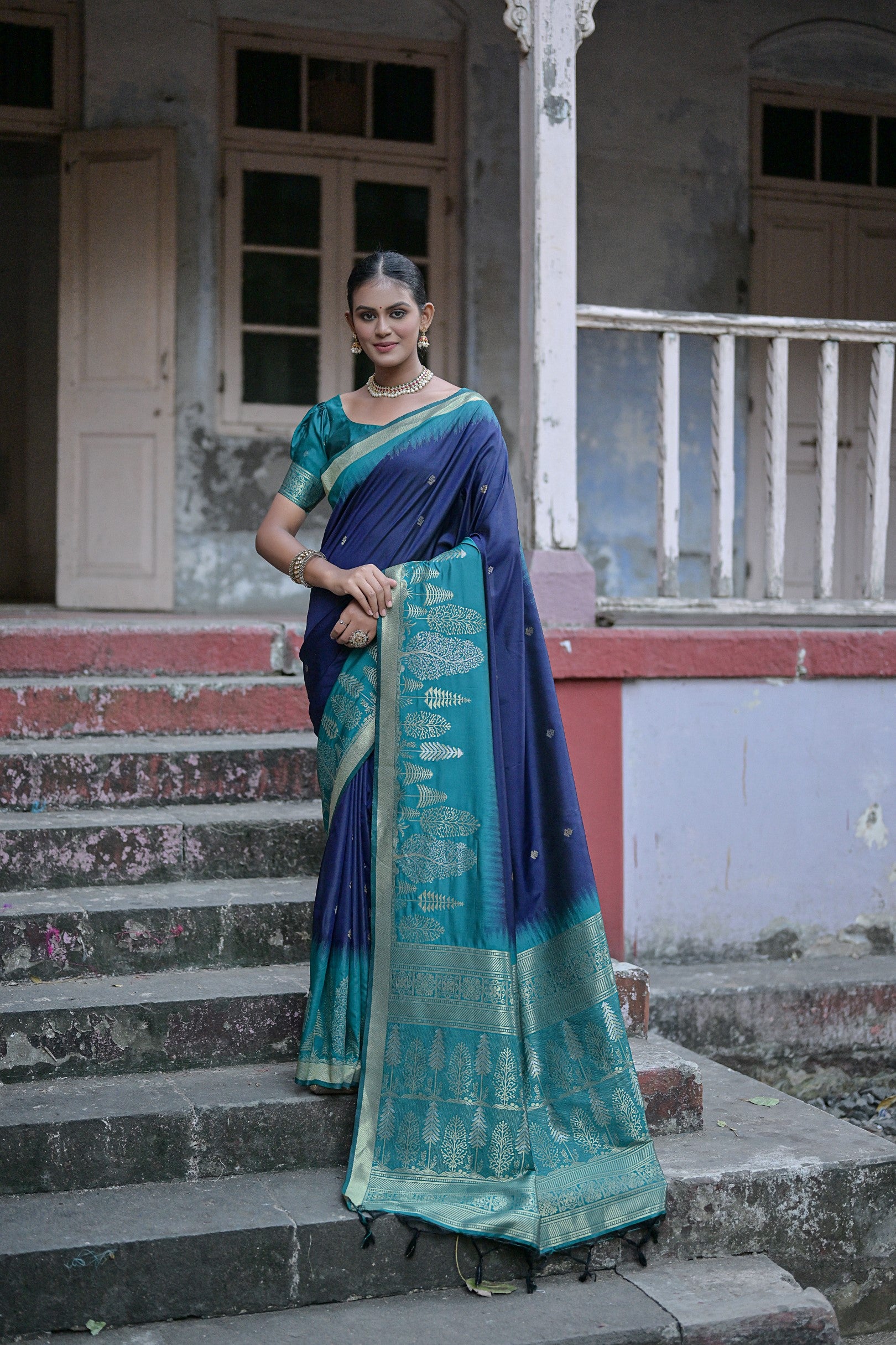 Attractive Blue Silk Saree With Silver Jari Weaving Pallu And Matching  Blouse For Women - Wedding Saree , Silk Saree … | Saree designs, Blue silk  saree, Silk sarees