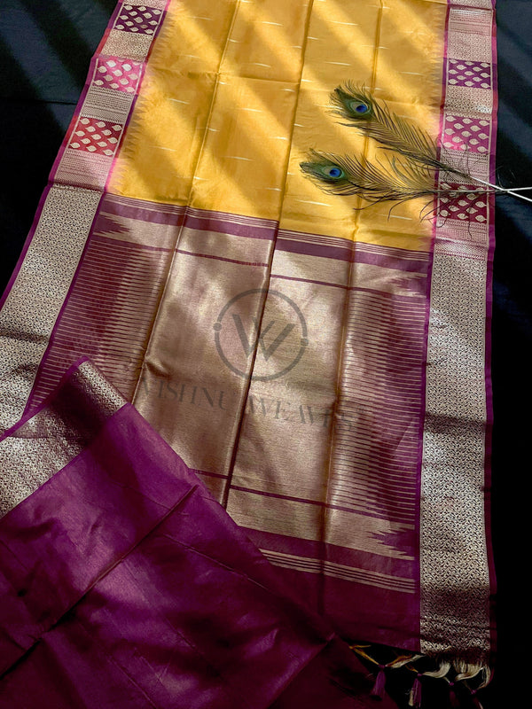 Fire Mustard Premium Raw Silk Saree