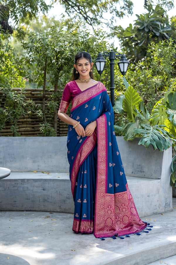 Traditional Yale Blue Banarasi Silk Saree