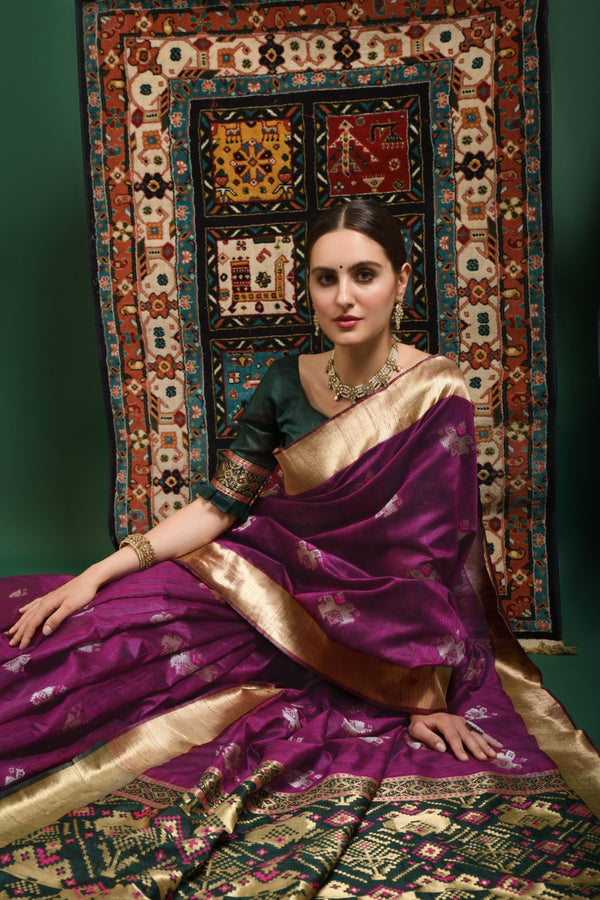 Mulberry Purple Tussar Silk Saree