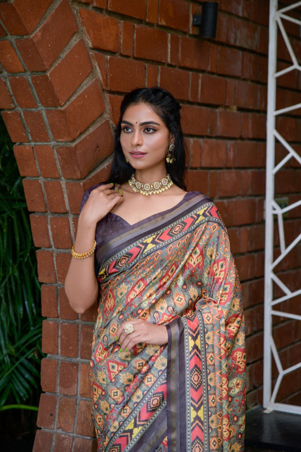 Mocha Coffee Silk Cotton Saree