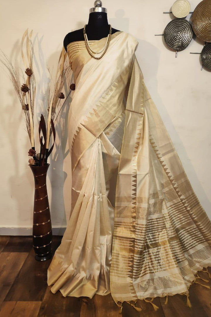Silk - Attractive Assam Silk Weaving Saree With Jari Temple Border